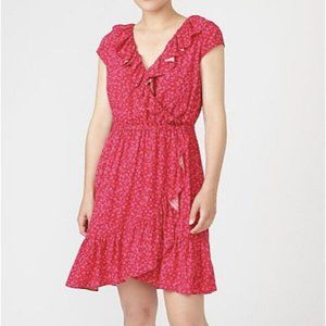 J Crew Women's Pink V-neck ruffle dress in tossed bouquet print AO862 sz 00 $89